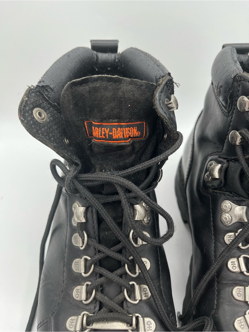 Harley-Davidson Black Boots with Orange Logo Patch - Picture 2 of 11